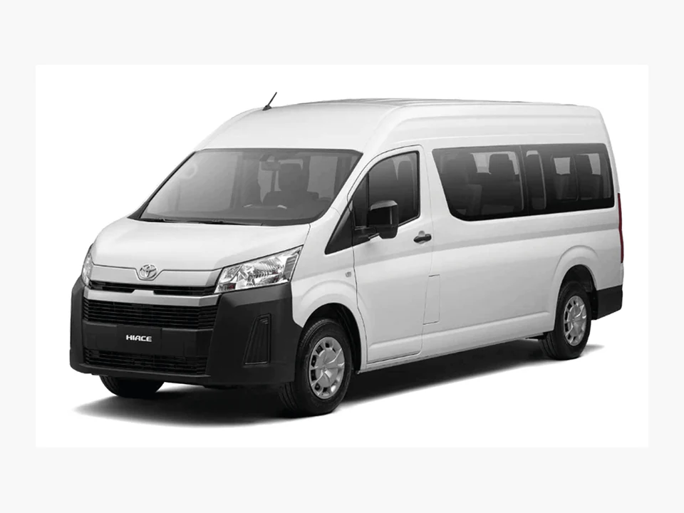 Toyota Hiace, representative vehicle; or similar may be supplied