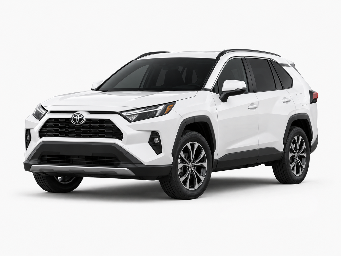 AI-generated representative image of a white 2025 Toyota RAV4 SUV; supplied vehicle may differ